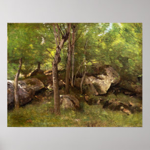 Corot - Felsen im Wald von Fontainebleau 1860 Poster