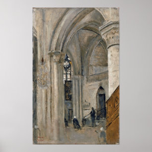Corot - Innenraum der Kirche in Mantes Poster