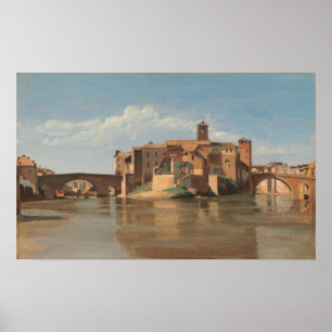 Corot - Insel, Brücke von San Bartolomeo Rom 1825 Poster