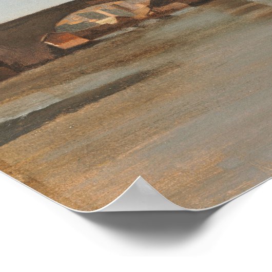 Corot - Insel, Brücke von San Bartolomeo Rom 1825 Poster (Ecke)