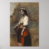 Corot - Italianne at La Fontaine 1865 Poster (Vorne)