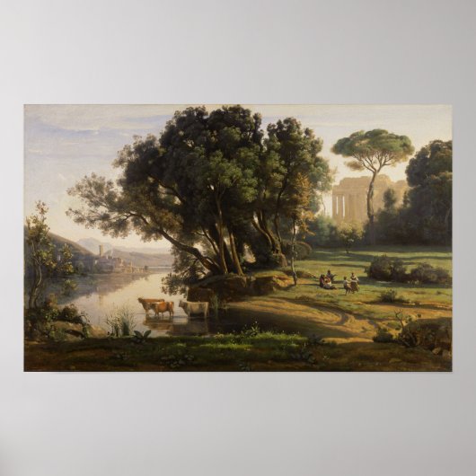 Corot - Italienische Landschaft Poster (Vorne)