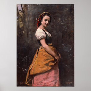 Corot - Junge Frau im Wald Poster