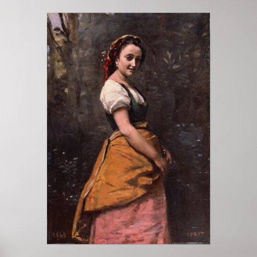 Corot - Junge Frau im Wald Poster (Vorne)