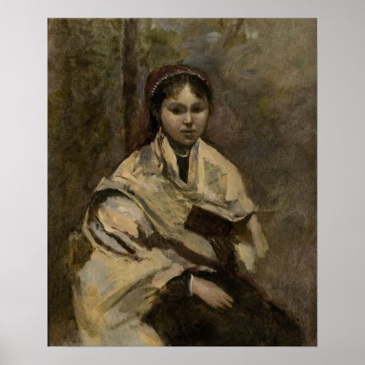 Corot - Junge Mädchen, die mit einem Buch in der H Poster (Vorne)