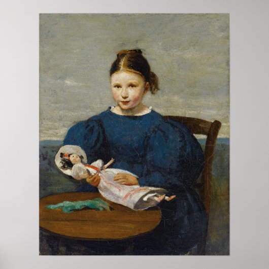 Corot - Kleines Mädchen mit Puppe Poster (Vorne)