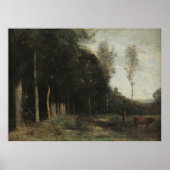 Corot - Landschaft mit Blick auf ein Dorf Poster (Vorne)