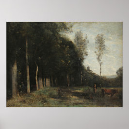 Corot - Landschaft mit Blick auf ein Dorf Poster