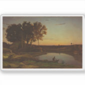Corot - Landschaft mit See und Boot Aufkleber (Vorderseite)