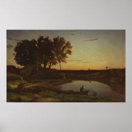 Corot - Landschaft mit See und Boot Poster