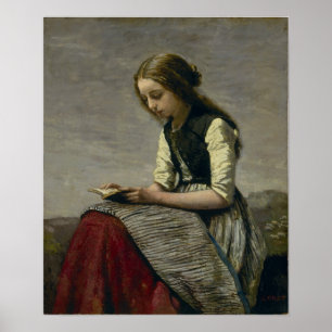 Corot - Lesendes Mädchen Poster