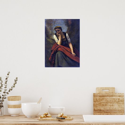 Corot - Meditation von Frauen Poster (Küche)