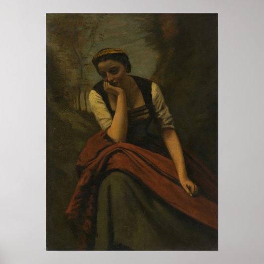 Corot - Meditation von Frauen Poster (Vorne)