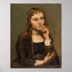 Corot - Nachdenkliche junge Brünette 1845 Poster