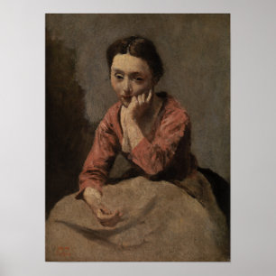 Corot - Nachdenkliche junge Frau Poster