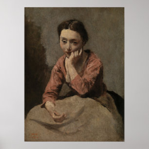 Corot - Nachdenkliche junge Frau Poster
