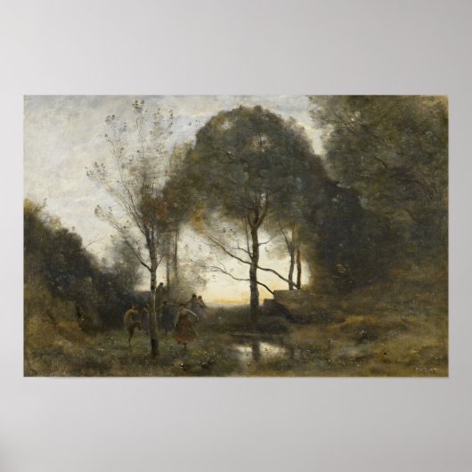 Corot - Nymphen und Schriften Poster (Vorne)