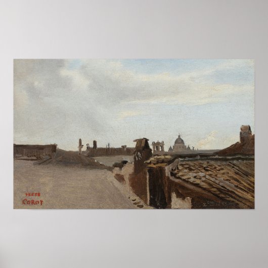 Corot - Rom Ausblick aus Fenster 1825 Poster (Vorne)