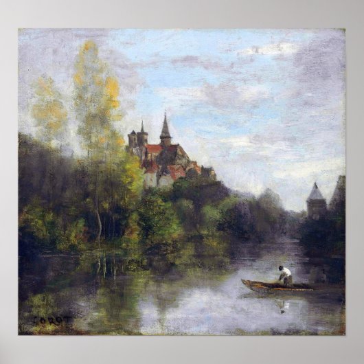 Corot - Semur, Kathedrale von Armançon aus gesehen Poster (Vorne)