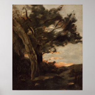 Corot - Sonnenuntergang mit Löwen Poster