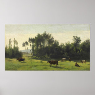 Corot - Weiden in L Aurore 1845 Poster
