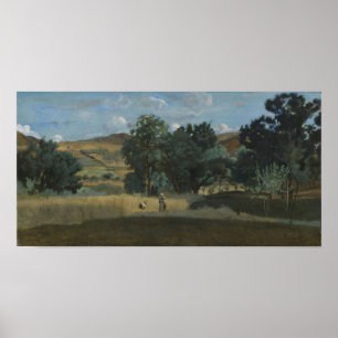 Corot - Weizenfeld in der Region Morvan 1842 Poster