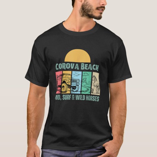 Corova Beach 4WD Surf Wilde Pferde Außenbänke NC T-Shirt (Vorderseite)