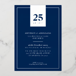 CORPORATE ANNIVERSARY stylish business navy silver Folieneinladung