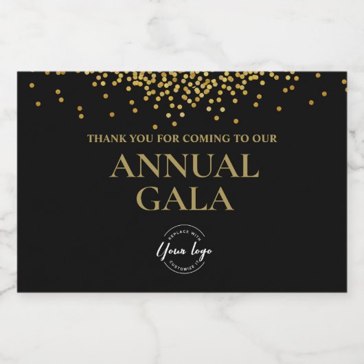 Corporate Annual Gala Logo Black Gold Confetti Schaumweinetikett (Einzelnes Label)