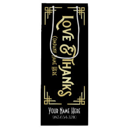 Corporate Art Deco Liebe & Dank Gold Black Gatsby Geschenktüte Für Weinflaschen