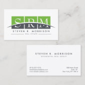 Corporate Beruflich Stylisierte Monogram Green Visitenkarte (Vorne/Hinten)