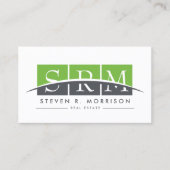 Corporate Beruflich Stylisierte Monogram Green Visitenkarte (Vorderseite)