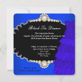 Corporate Black Krawatte Dinner Party Royal Blue Einladung (Rückseite)