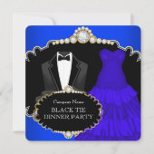 Corporate Black Krawatte Dinner Party Royal Blue Einladung (Vorderseite)