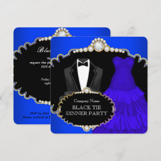 Corporate Black Krawatte Dinner Party Royal Blue Einladung