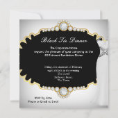 Corporate Black Krawatte Dinner Party White Gold Einladung (Rückseite)