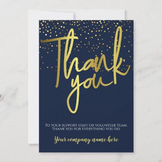 Corporate Blue Gold Typografie Vielen Dank Dankeskarte (Vorderseite)