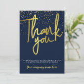 Corporate Blue Gold Typografie Vielen Dank Dankeskarte (Stehend Vorderseite)