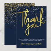 Corporate Blue Gold Typografie Vielen Dank Dankeskarte (Vorne/Hinten)