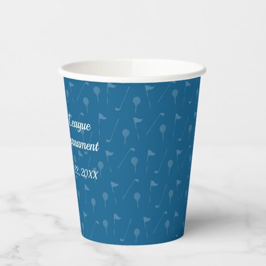 Corporate Blue Grey Golf Pattern - Paper Cup Pappbecher (Links)