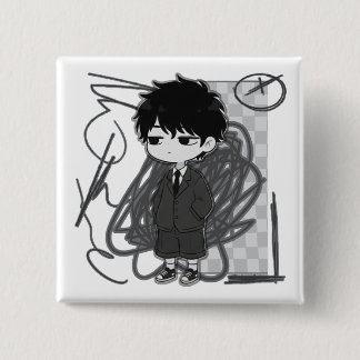 Corporate Burnout Relatable Chibi Boy Suit Illustr Button