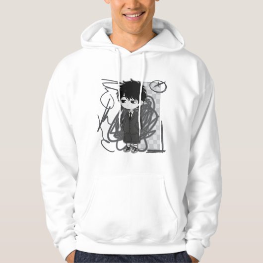 Corporate Burnout Relatable Chibi Boy Suit Illustr Hoodie (Vorderseite)