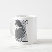 Corporate Burnout Relatable Chibi Boy Suit Illustr Kaffeetasse (Vorderseite Links)