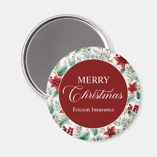 Corporate Christmas Greenery Poinsettia Magnet (Vorderseite/Rückseite)