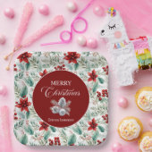 Corporate Christmas Party Greenery Poinsettia  Pappteller (Party)