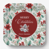 Corporate Christmas Party Greenery Poinsettia  Pappteller (Vorderseite)