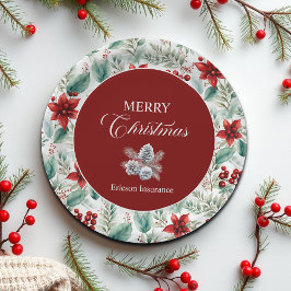 Corporate Christmas Party Greenery Poinsettia Pappteller