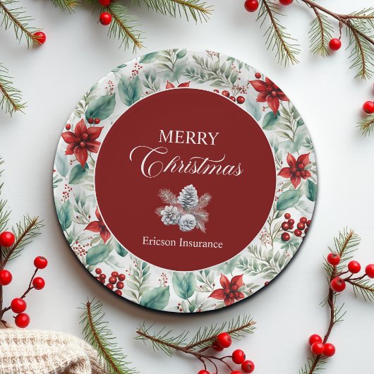 Corporate Christmas Party Greenery Poinsettia  Pappteller