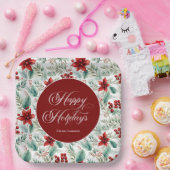 Corporate Christmas Party Greenery Poinsettia Pappteller (Party)