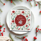 Corporate Christmas Party Greenery Poinsettia  Serviette